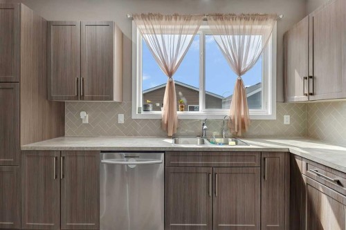 124 Red Embers Crescent Ne, Calgary, AB - Indoor Photo Showing Kitchen With Double Sink