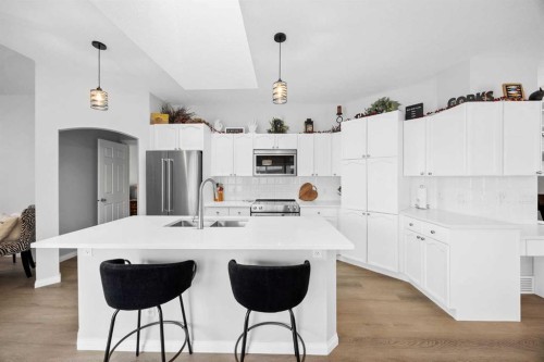 127 Invermere Close, Chestermere, AB - Indoor Photo Showing Kitchen With Stainless Steel Kitchen With Double Sink With Upgraded Kitchen