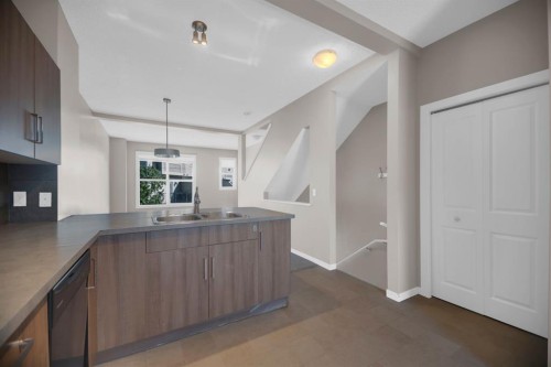 136 New Brighton Point Se, Calgary, AB - Indoor Photo Showing Kitchen With Double Sink