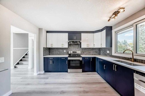 15104 1 Street Se, Calgary, AB - Indoor Photo Showing Kitchen With Double Sink