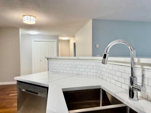 1212-2518 Fish Creek Boulevard Sw, Calgary, AB - Indoor Photo Showing Kitchen With Double Sink