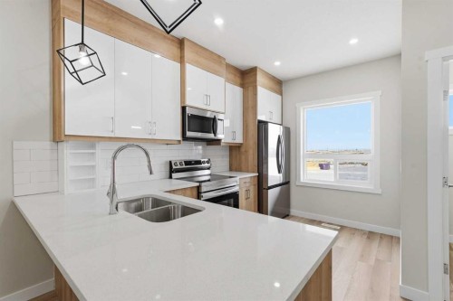 628 Red Sky Villas Ne, Calgary, AB - Indoor Photo Showing Kitchen With Stainless Steel Kitchen With Double Sink With Upgraded Kitchen