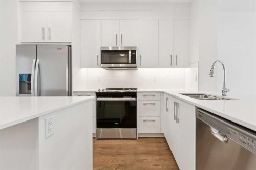 122-1862 Cornerstone Boulevard, Calgary, AB - Indoor Photo Showing Kitchen With Stainless Steel Kitchen With Double Sink With Upgraded Kitchen