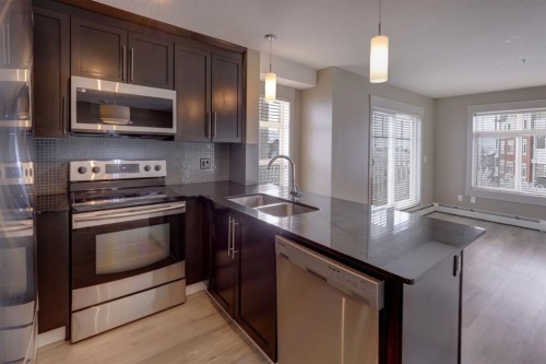 1311-155 Skyview Ranch Way Ne, Calgary, AB - Indoor Photo Showing Kitchen With Double Sink