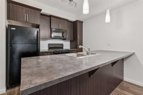 9211-101 Sunset Drive, Cochrane, AB - Indoor Photo Showing Kitchen With Double Sink