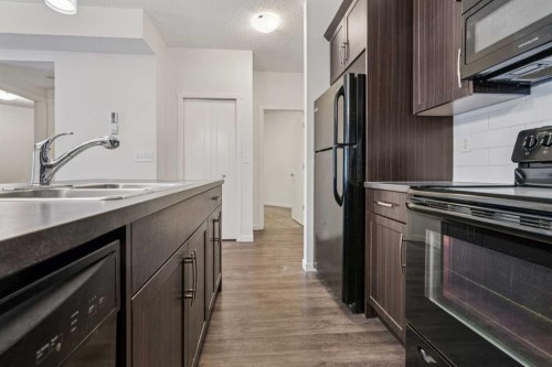 9211-101 Sunset Drive, Cochrane, AB - Indoor Photo Showing Kitchen With Double Sink
