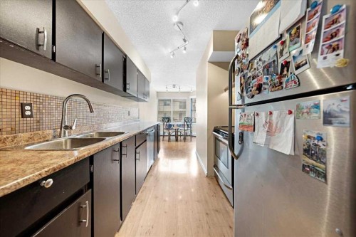 206-630 57 Avenue Sw, Calgary, AB - Indoor Photo Showing Kitchen With Double Sink With Upgraded Kitchen