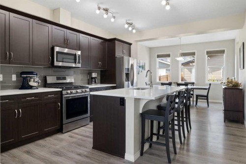 211 Evanscrest Way Nw, Calgary, AB - Indoor Photo Showing Kitchen With Stainless Steel Kitchen With Upgraded Kitchen