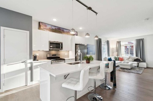 180 Walden Path Se, Calgary, AB - Indoor Photo Showing Kitchen With Double Sink With Upgraded Kitchen