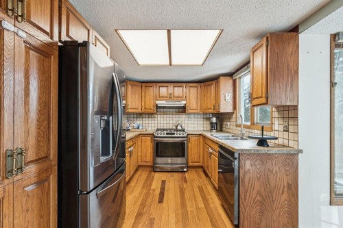 715 Coach Bluff Crescent Sw, Calgary, AB - Indoor Photo Showing Kitchen With Double Sink