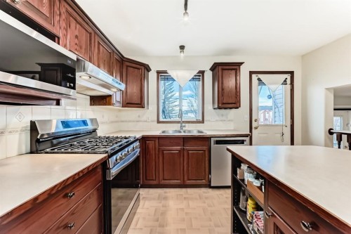 3708 Douglas Ridge Way Se, Calgary, AB - Indoor Photo Showing Kitchen With Double Sink