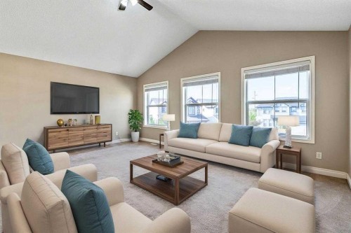 521 Westmount Close, Okotoks, AB - Indoor Photo Showing Living Room