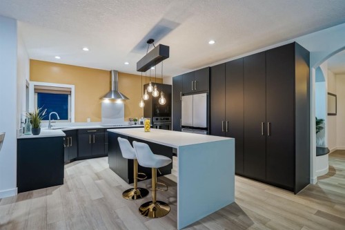 203 Sunset Circle, Cochrane, AB - Indoor Photo Showing Kitchen With Upgraded Kitchen