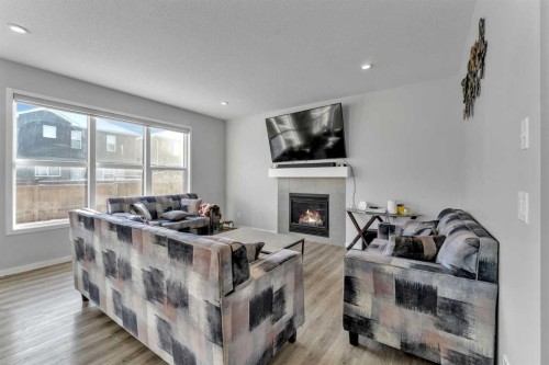 130 Red Sky Crescent Ne, Calgary, AB - Indoor Photo Showing Living Room With Fireplace