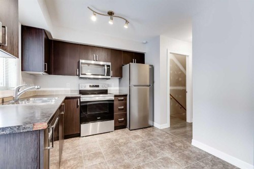 509-121 Copperpond Common Se, Calgary, AB - Indoor Photo Showing Kitchen With Stainless Steel Kitchen With Double Sink