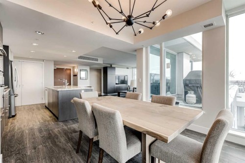1802-519 Riverfront Avenue Se, Calgary, AB - Indoor Photo Showing Dining Room