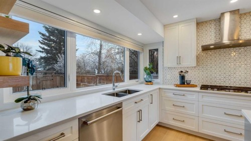 13008 Bonaventure Drive Se, Calgary, AB - Indoor Photo Showing Kitchen With Double Sink With Upgraded Kitchen