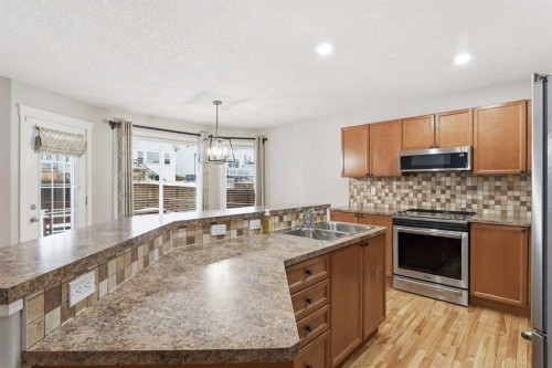 32 Evanscove Heights Nw, Calgary, AB - Indoor Photo Showing Kitchen With Double Sink