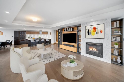 511-738 1 Avenue Sw, Calgary, AB - Indoor Photo Showing Living Room With Fireplace