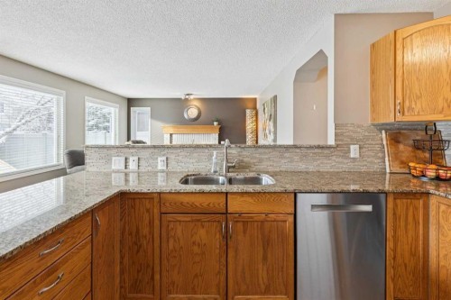 33 River Rock Crescent Se, Calgary, AB - Indoor Photo Showing Kitchen With Double Sink