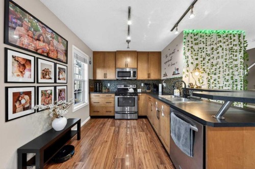 303 New Brighton Villas Se, Calgary, AB - Indoor Photo Showing Kitchen With Double Sink