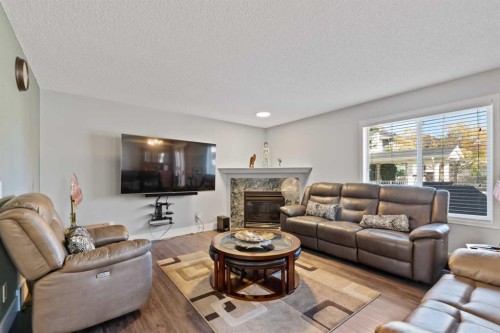 86 Coral Springs Close Ne, Calgary, AB - Indoor Photo Showing Living Room With Fireplace