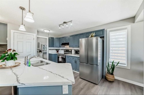 137 Coverton Circle Ne, Calgary, AB - Indoor Photo Showing Kitchen With Stainless Steel Kitchen With Double Sink
