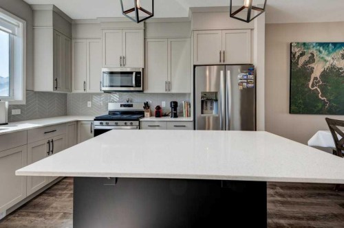 100 Dawson Drive, Chestermere, AB - Indoor Photo Showing Kitchen With Upgraded Kitchen