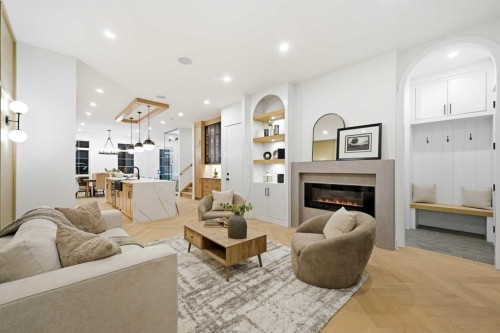 2019 21 Avenue Nw, Calgary, AB - Indoor Photo Showing Living Room With Fireplace