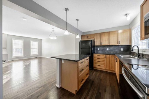 123 Elgin Meadows View Se, Calgary, AB - Indoor Photo Showing Kitchen With Double Sink