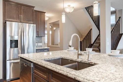 355 Evanston Way Nw, Calgary, AB - Indoor Photo Showing Kitchen With Double Sink With Upgraded Kitchen