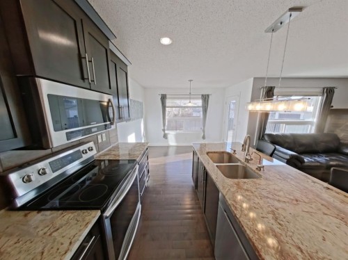 656 Cranston Drive Se, Calgary, AB - Indoor Photo Showing Kitchen With Double Sink