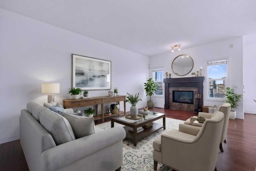 187 Sage Hill Green Nw, Calgary, AB - Indoor Photo Showing Living Room With Fireplace