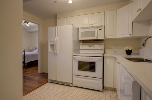 1406-683 10 Street Sw, Calgary, AB - Indoor Photo Showing Kitchen With Double Sink