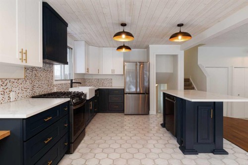 256 Queen Tamara Way Se, Calgary, AB - Indoor Photo Showing Kitchen With Upgraded Kitchen