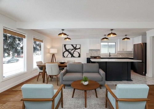 256 Queen Tamara Way Se, Calgary, AB - Indoor Photo Showing Living Room