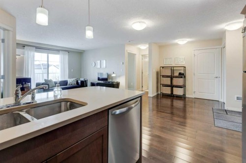 306-406 Cranberry Park Se, Calgary, AB - Indoor Photo Showing Kitchen With Double Sink