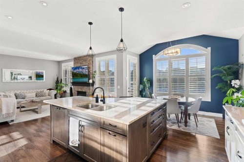 108 Windgate Close Sw, Airdrie, AB - Indoor Photo Showing Kitchen With Double Sink With Upgraded Kitchen