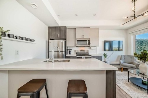 35 Spring Creek Common Sw, Calgary, AB - Indoor Photo Showing Kitchen With Double Sink With Upgraded Kitchen