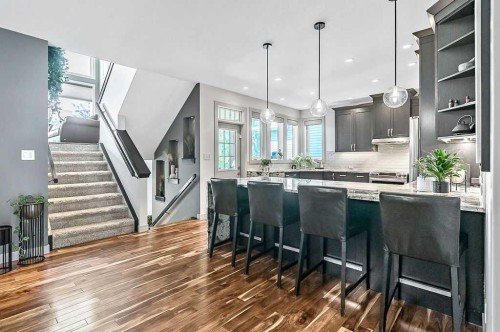 73 Evanspark Way Nw, Calgary, AB - Indoor Photo Showing Kitchen With Upgraded Kitchen