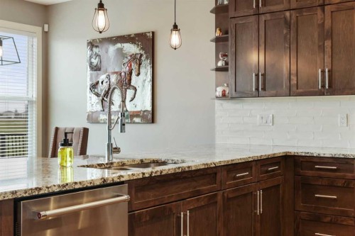260 Boulder Creek Crescent Se, Langdon, AB - Indoor Photo Showing Kitchen With Upgraded Kitchen