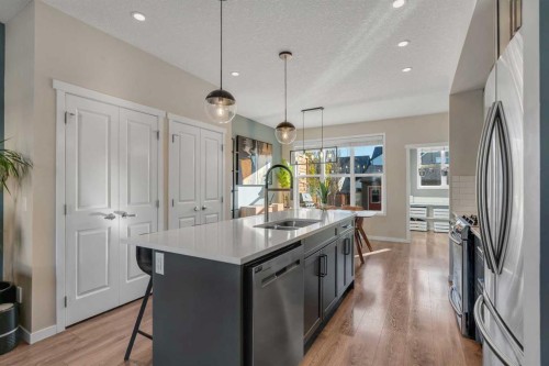 84 Masters Heights Se, Calgary, AB - Indoor Photo Showing Kitchen With Double Sink With Upgraded Kitchen