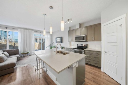 71 Sage Bluff Heights Nw, Calgary, AB - Indoor Photo Showing Kitchen With Stainless Steel Kitchen With Double Sink With Upgraded Kitchen