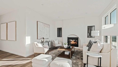 47 Setonridge Park Se, Calgary, AB - Indoor Photo Showing Living Room With Fireplace