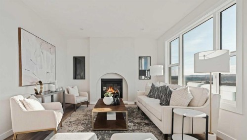 47 Setonridge Park Se, Calgary, AB - Indoor Photo Showing Living Room With Fireplace