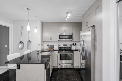 1405-240 Skyview Ranch Road Ne, Calgary, AB - Indoor Photo Showing Kitchen With Stainless Steel Kitchen With Upgraded Kitchen