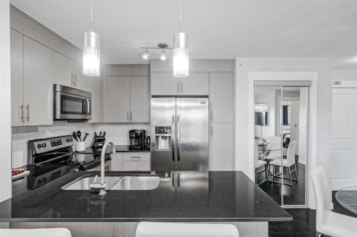 1405-240 Skyview Ranch Road Ne, Calgary, AB - Indoor Photo Showing Kitchen With Stainless Steel Kitchen With Double Sink With Upgraded Kitchen