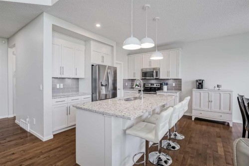 225 Kingsmere Cove Se, Airdrie, AB - Indoor Photo Showing Kitchen With Upgraded Kitchen