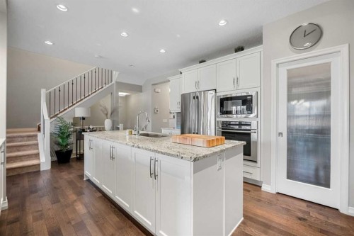 206 Mahogany Passage Se, Calgary, AB - Indoor Photo Showing Kitchen With Upgraded Kitchen
