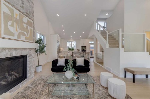 90 Treeline Gardens Sw, Calgary, AB - Indoor Photo Showing Living Room With Fireplace